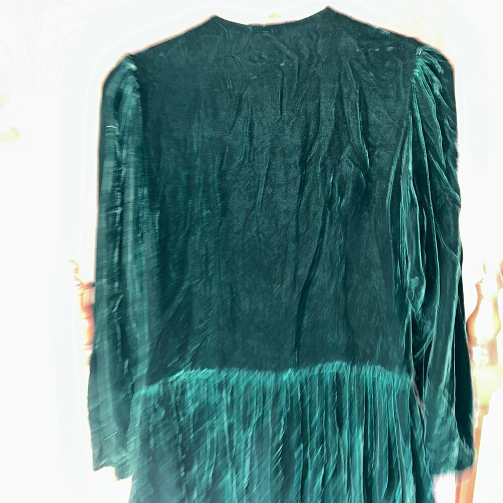 Vintage Eileen West Velvet Long Sleeve Dress Green Sz 6 button up holiday - Picture 9 of 12